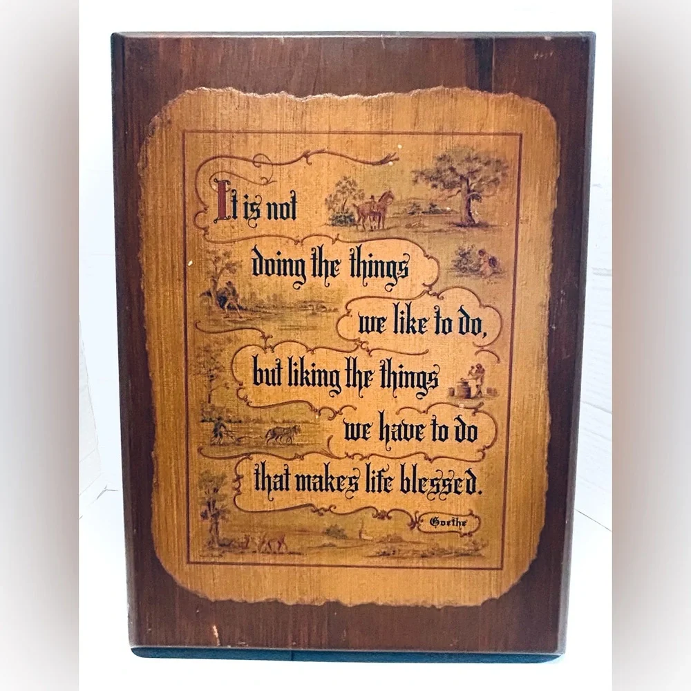 Vintage 1920s Decoupage on Wood Inspiration Blessings Cottagecore Grannycore